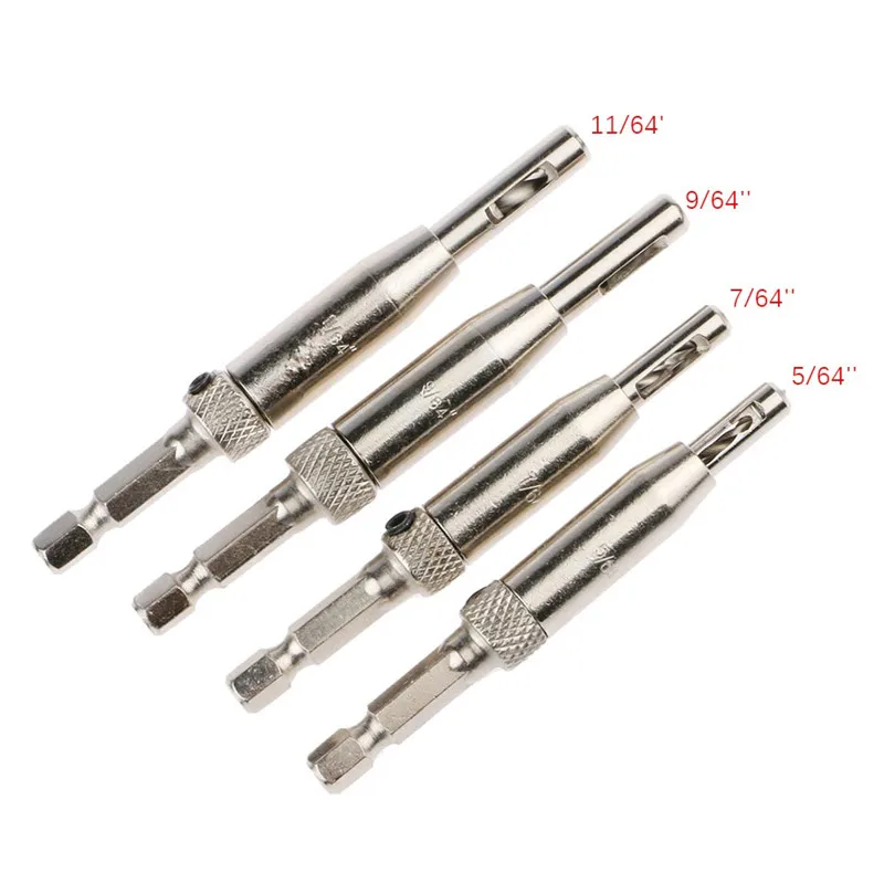 4PCS DIY Self Centering Door Window Hinge Pilot Hole Open Twist Drill