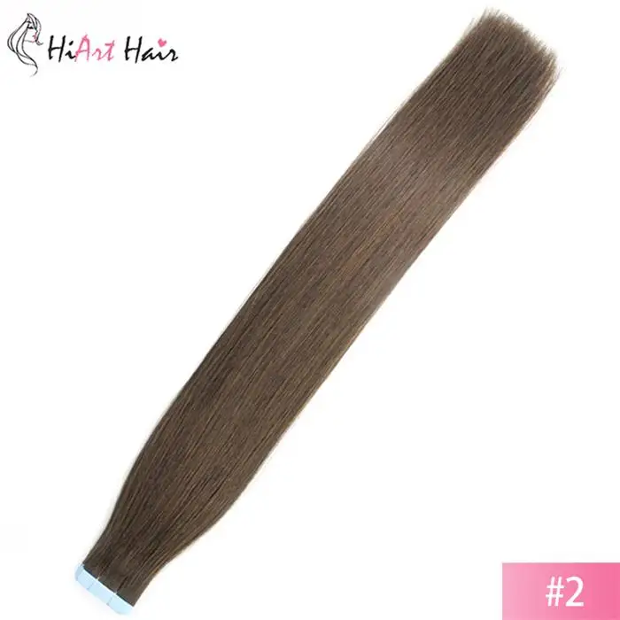 HiArt 2,5 г лента натуральные волосы для наращивания салон с двойной лентой для наращивания волос прямые накладные волосы на ленте с фабрики - Цвет: #2