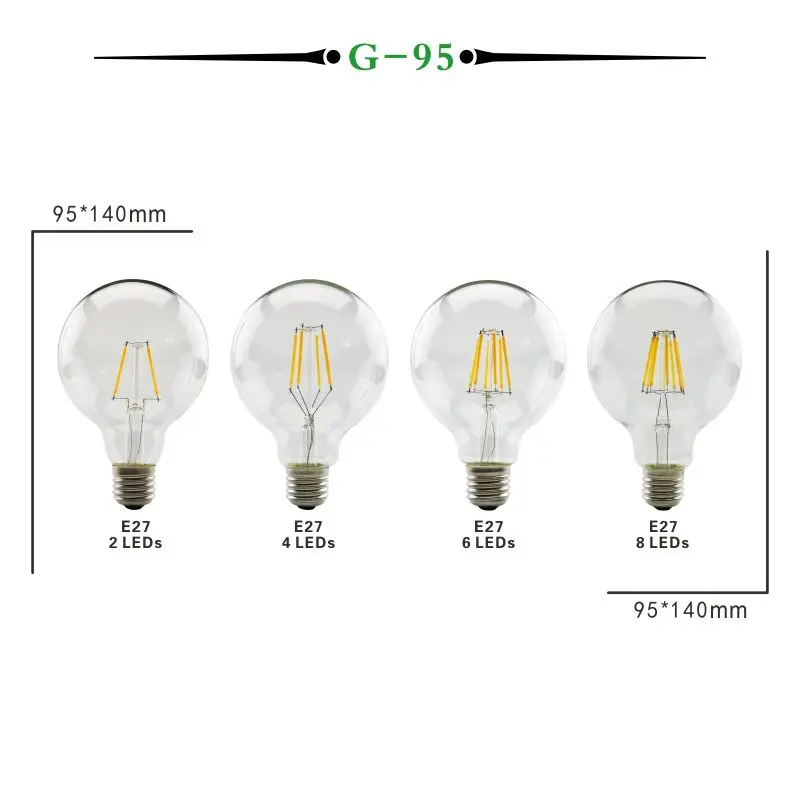 Электрическая лампочка эдисона светильник лампочка E27 E14 светодиодный светильник накаливания светильник Винтаж Стекло светодиодный лампы 220V Ретро Свеча светильник на возраст 2, 4, 6, 8, светодиодный s G45 G80 G95 G125