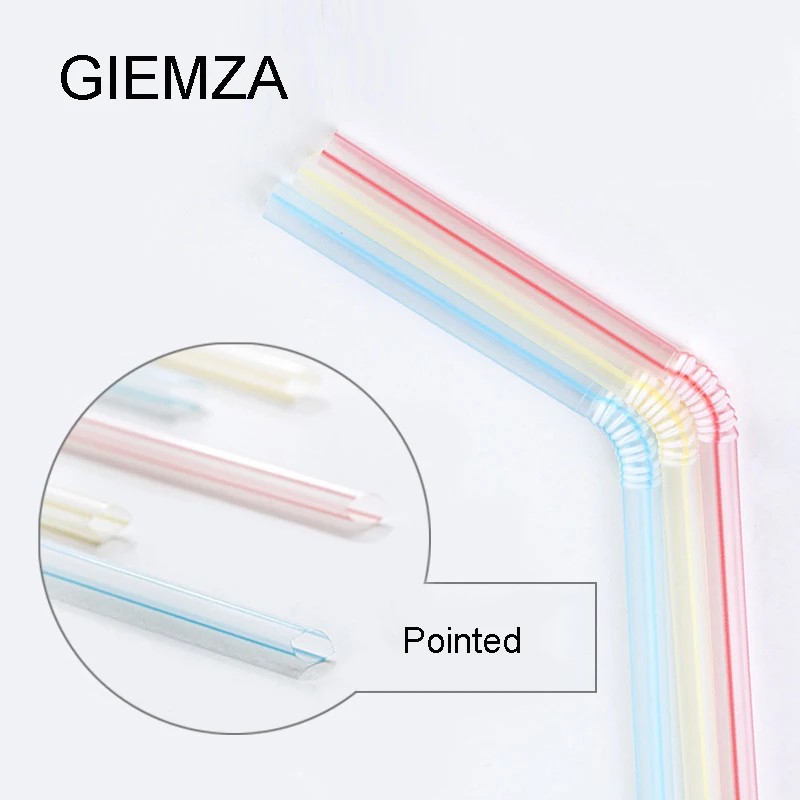 

GIEMZA 100PCS Smoothie Straws Disposable Colored Bendable Drinking Disposable Straws for Kids Plastic No Reusable Straw Cleaner