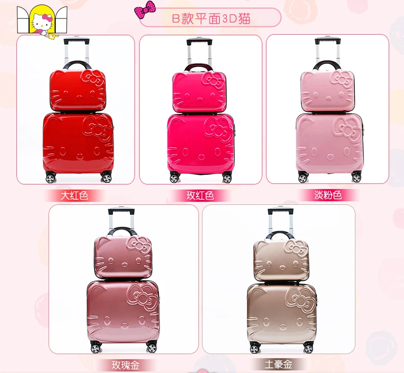 Детские комплекты чемоданов hello kitty розовый багаж на колесиках для девочек и мальчиков подарок для детей школьная сумка на колесиках с героями мультфильмов