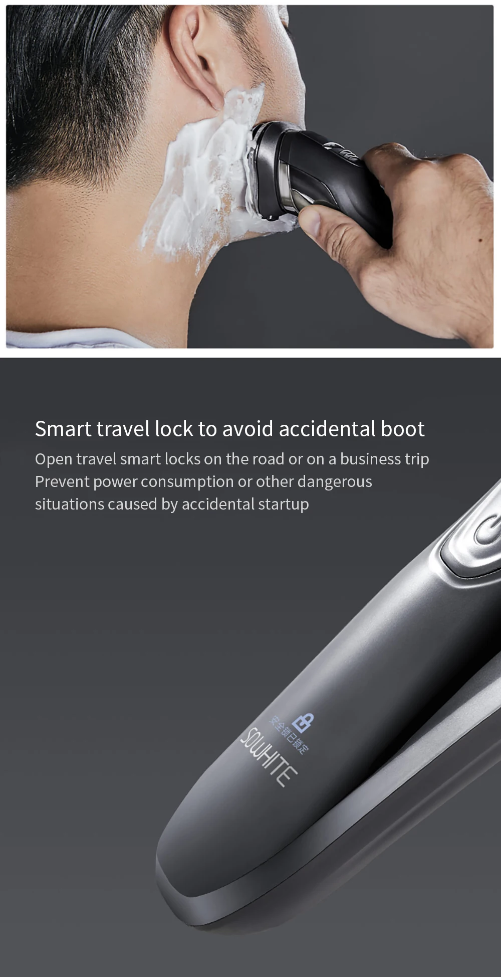 Xiaomi SO WHITE Cordless 3D Smart Control Shaver USB Charging Beard Electric Razor Face Men Care Multifunction Strong Trimmer (11)