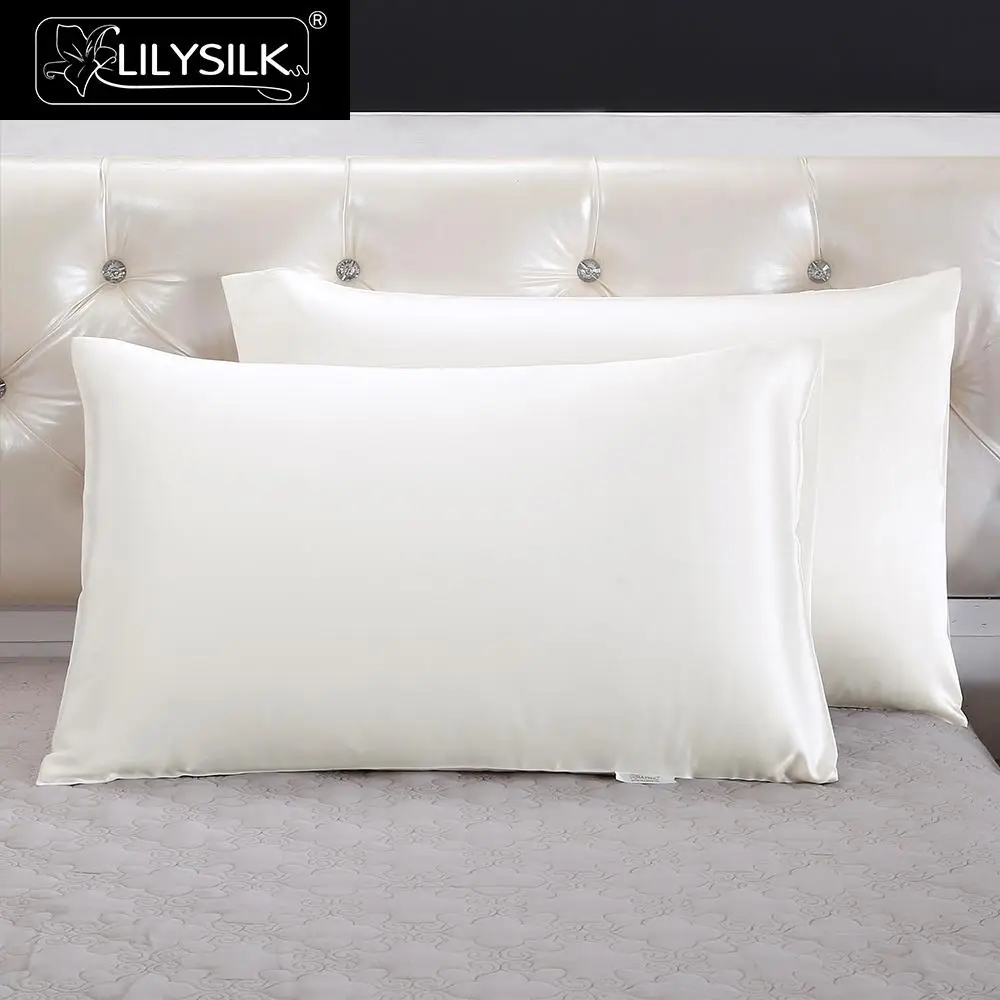 Lilysilk Наволочка шелковая натуральный шелк Mulberry 25 Momme 40x60см, 50x70см - Цвет: Ivory