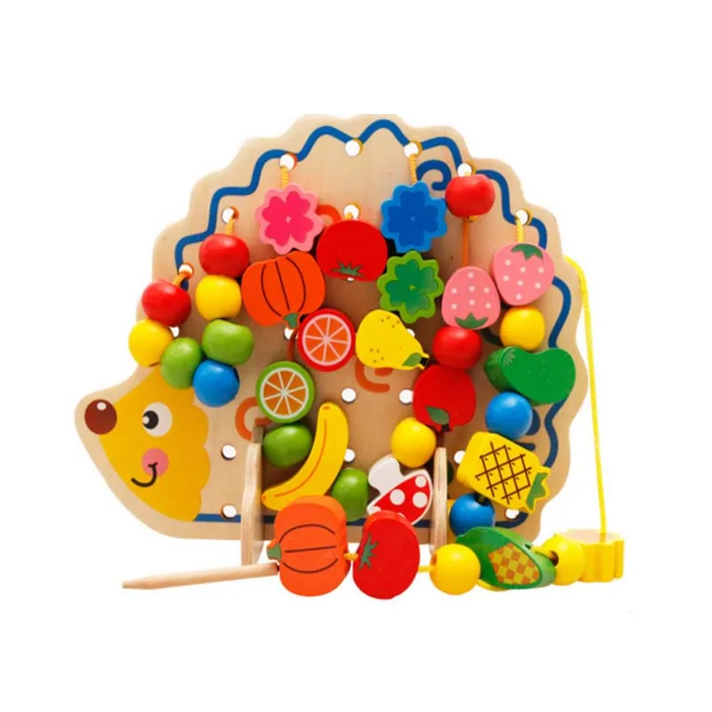 

Learning Education Wooden Toys 82 Pcs Hedgehog Fruit Beads Montessori Oyuncak Educational Toy For Children