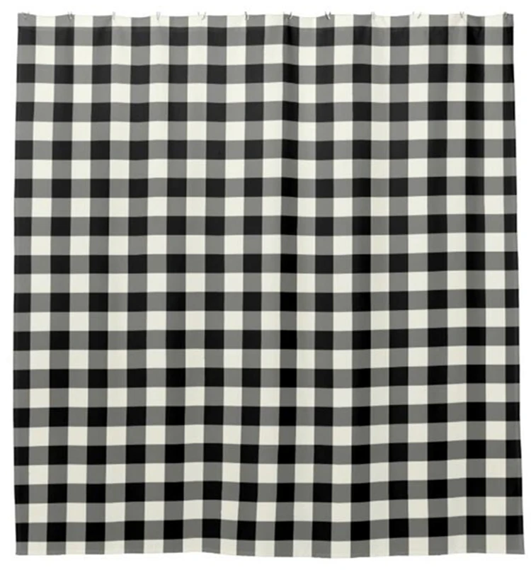Classic Black White Gingham Shower Curtains Geometric Simple Plaid