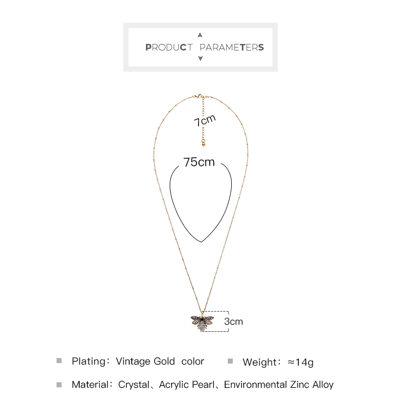 KISS ME, женское ожерелье,, новинка, Ретро стиль, сплав, акрил, жемчуг, стразы, пчела, подвеска, длинное ожерелье, модное ювелирное изделие