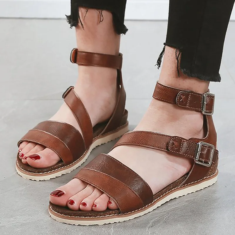 

Plus Size 42 Wedge Sandals Women Summer Buckle Strap Brown Shoes For Girl Mixed Colors Retro Casual Shoe Woman 2019 News