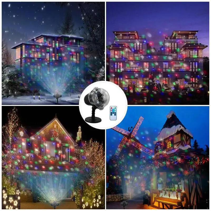 Светодиодный Светодиодный Рождественский проектор огни снежинки водостойкие снегопады фланели прожектор для праздника Свадебная