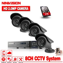 NINIVISION HD 2MP система видеонаблюдения CCTV 8CH HD 1080P HD AHD DVR комплект 4*1080P уличная система безопасности 1 ТБ HDD