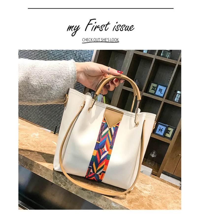Fashion 4 Pcsset Women Composite Handbag Ribbon Shoulder Crossbody Bucket Bag Totes Large Capacity Casual Female Shopper SS3511 (2)