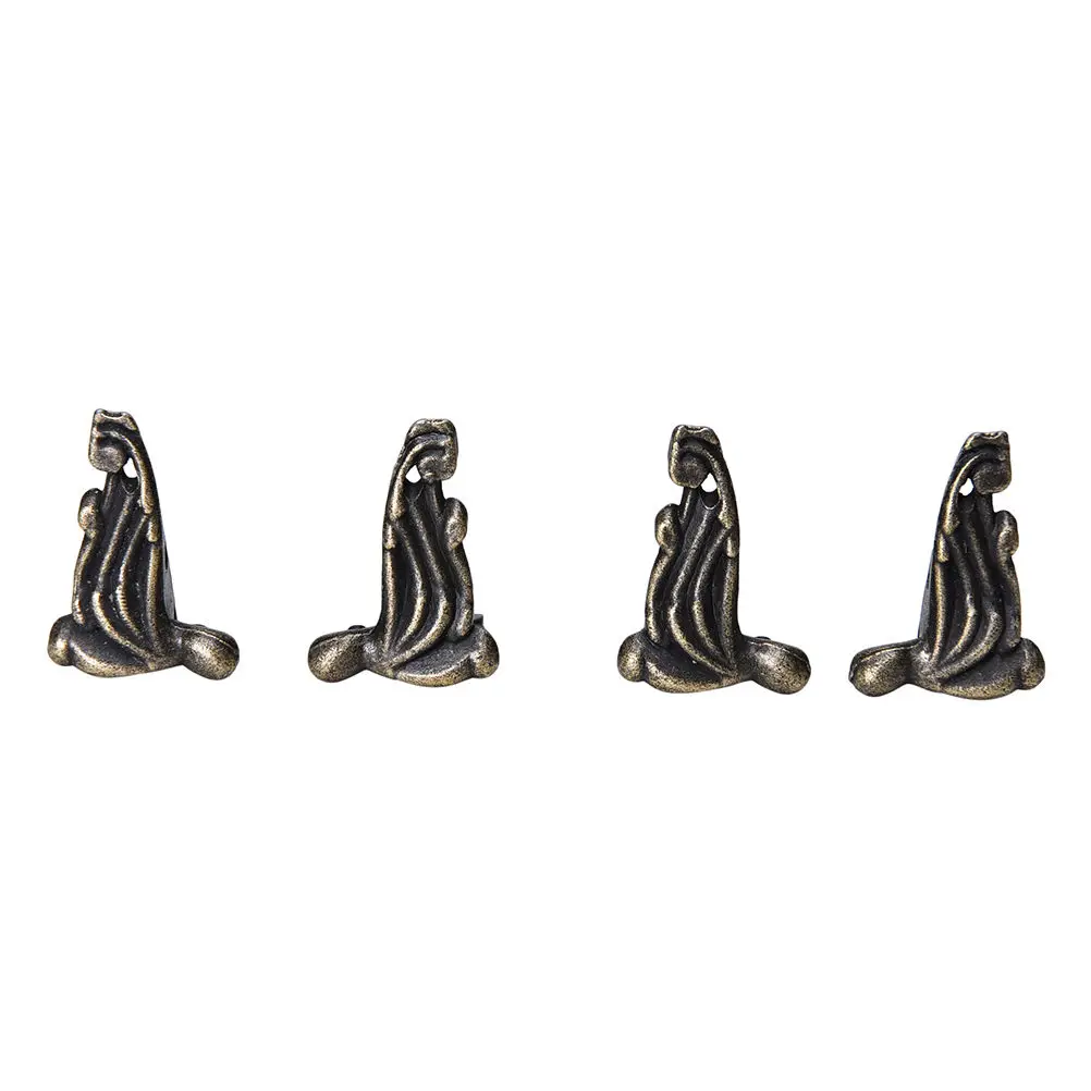 4PCS 36*20mm Mental Antique Brass Jewelry Gift Box Wood Case Decorative Feet Leg Corner Protector Bronze