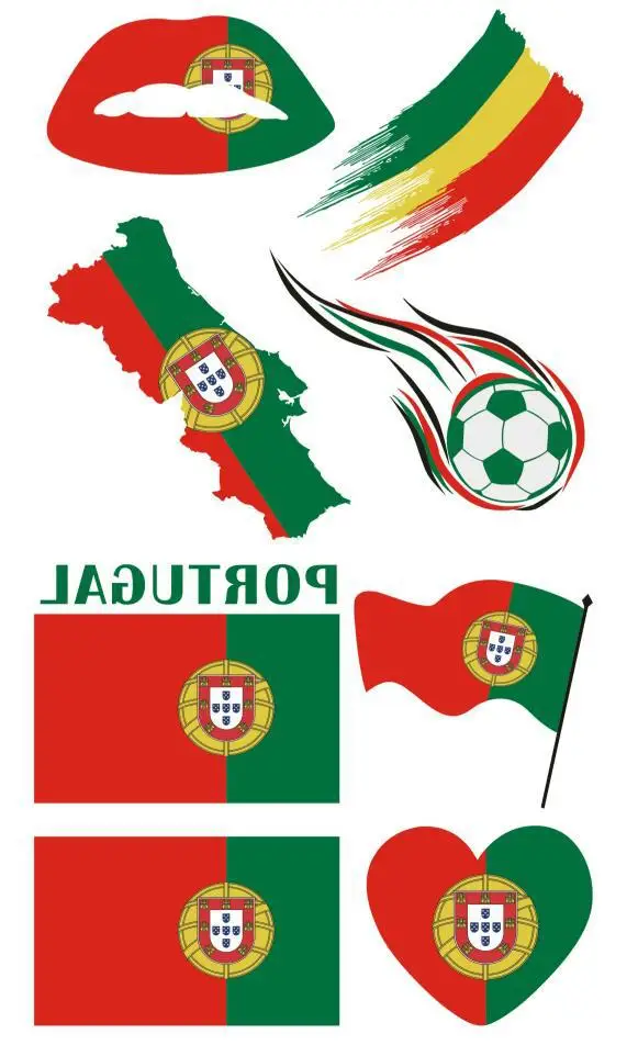 Portugal Portuguese Flag Temporary Tattoo  Party Favors  Premium  Temporary Tattoos