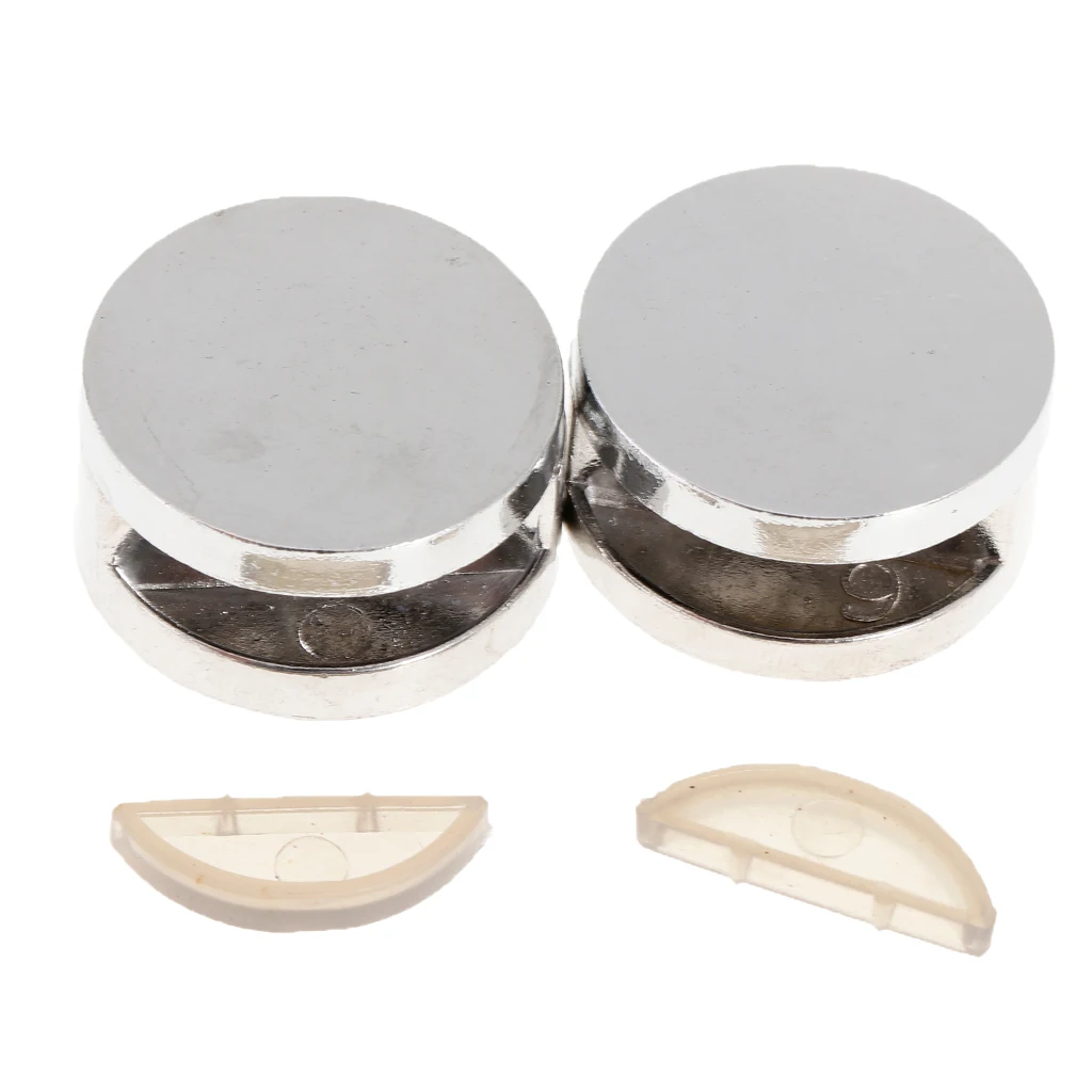 2Pcs No Screws~Zinc Alloy Round Mirror Holder Clip Clamp Bracket Flat Surface