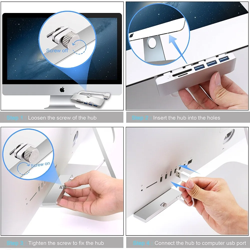Ультра-тонкий usb-хаб кард-ридер Премиум Алюминий 3-Порты и разъёмы USB 3,0 концентратор SD/TF/микро SD кард-ридер комбо Для iMac для Mackbook