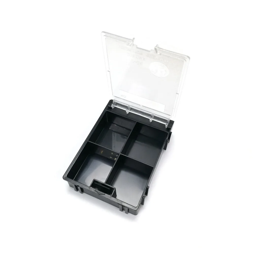 4pcs SMD SMT Electronic Component Mini Storage Box 4 Lattice/Blocks 84x61x19mm black Color | Обустройство дома