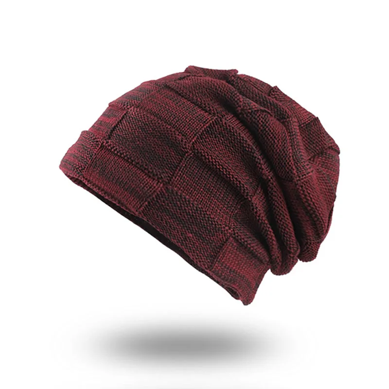 [FLB] вязаная шапка для мужчин Skullies Beanies, Зимние головные уборы для мужчин и женщин, шапки Gorros, Мужская теплая однотонная зимняя шапка F18030 - Цвет: Red Hat