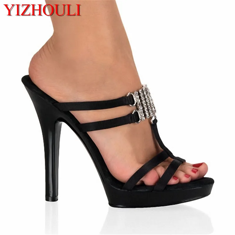 

Sexy high with cool slippers nightclub fashion runway model 13 cm heel favorite street Slippers