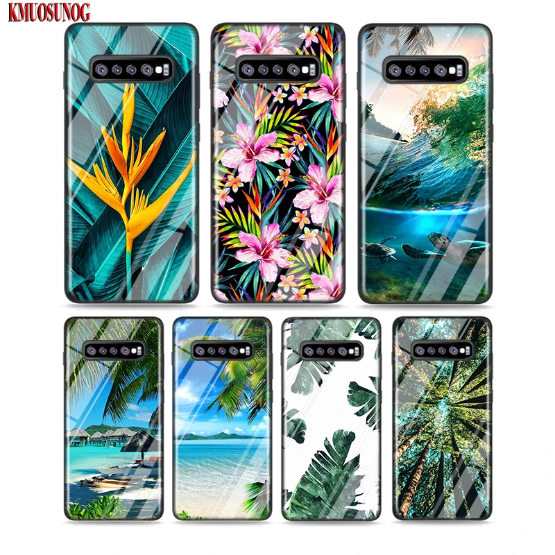 

Black Silicone Case Tropical rain forest flower for Samsung Galaxy Note 10 9 8 Pro M30 M20 S10E S10 5G S9 S8 S7 Plus Cover