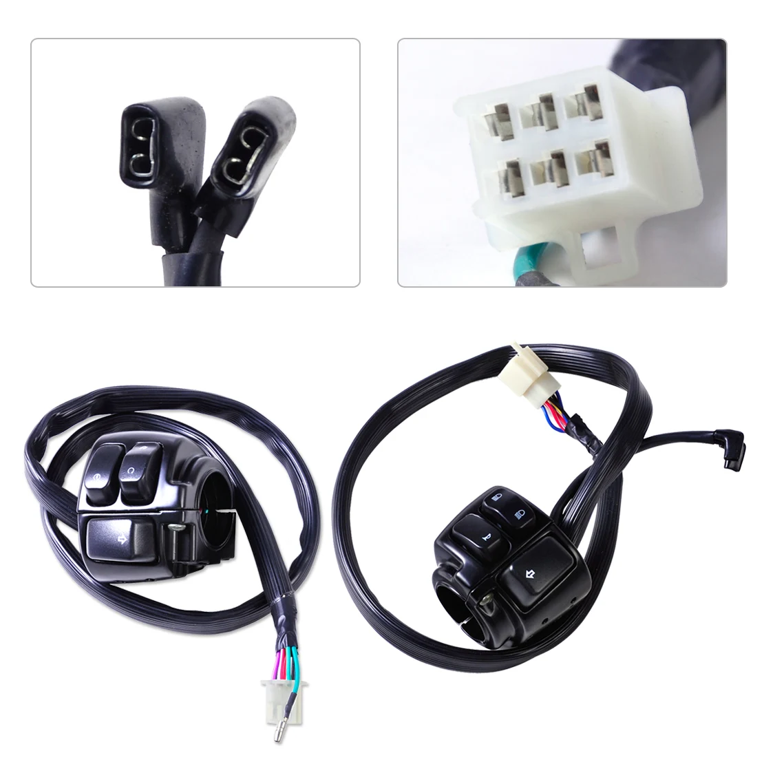 

DWCX 2x Motorcycle 1" Handlebar Ignition Kill Horn Hi/Lo Beam + Turn Signal Switch Wiring Harness for Harley Davidson Softail