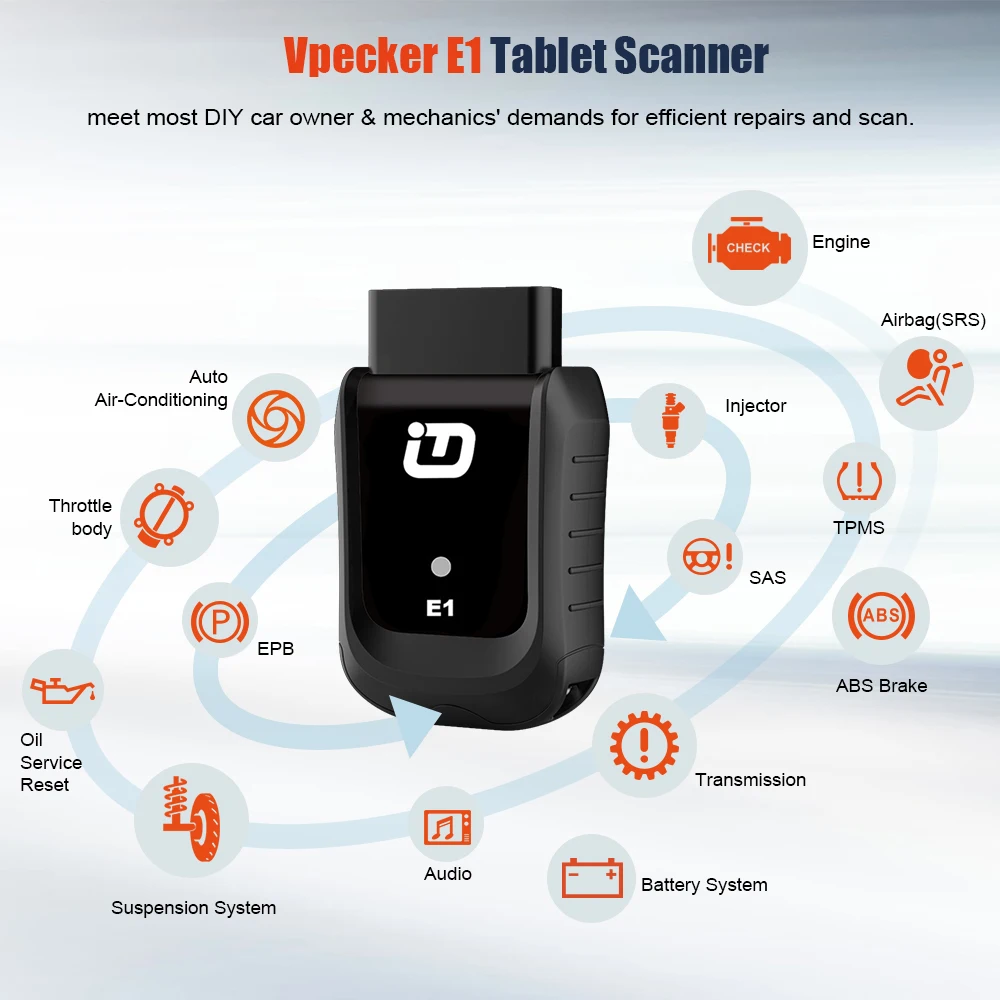 Vpecker E1 OBD2 Автомобильный сканер с планшетом через wifi полная система автоматический диагностический сканер двигателя ABS SRS Автомобильный сканер
