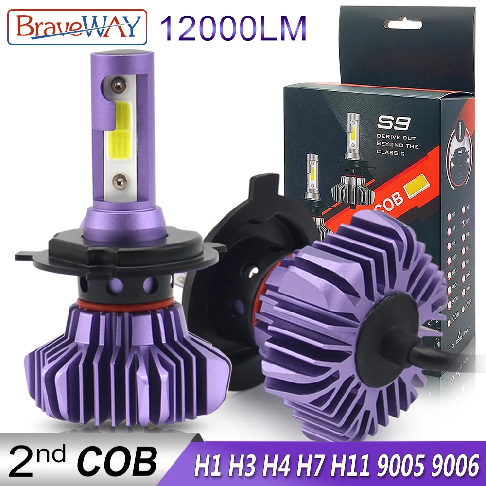 Ceny BraveWay Led reflektor dla Auto Led żarówki lodu samochód Led światła H4 H7 H11 9005 9006 HB3 BH4 H1 diody samochodowe lampy H7 LED żarówka H4
