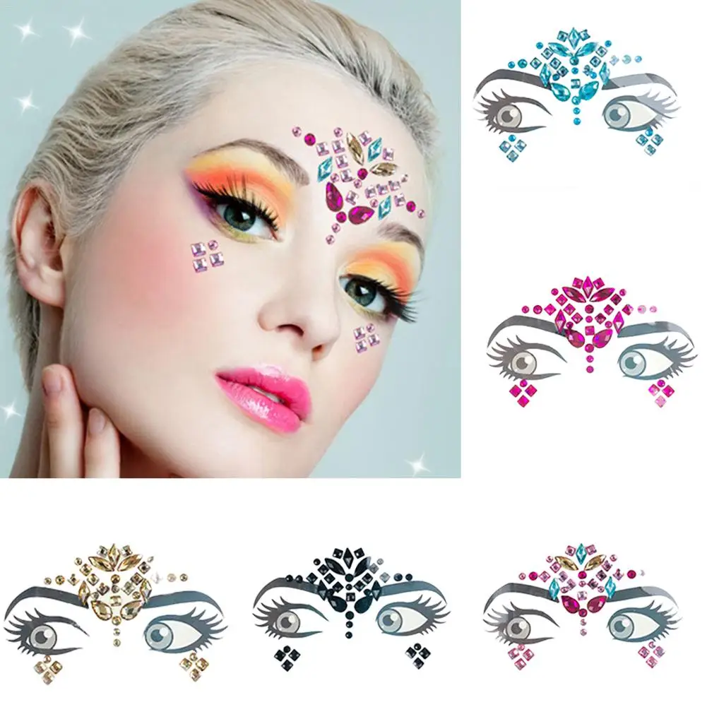 

Party Eye Tattoo Stickers Diy Eyebrow Face Body Art Adhesive Crystal Glitter Jewels Festival Makeup Shining Beauty Diamond Face