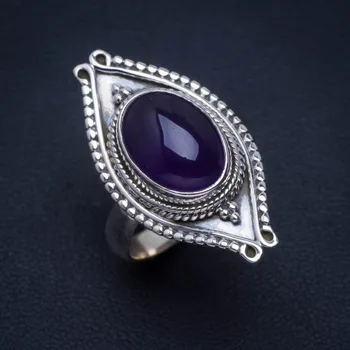 

Natural Amethyst Handmade Unique 925 Sterling Silver Ring 9 A4130