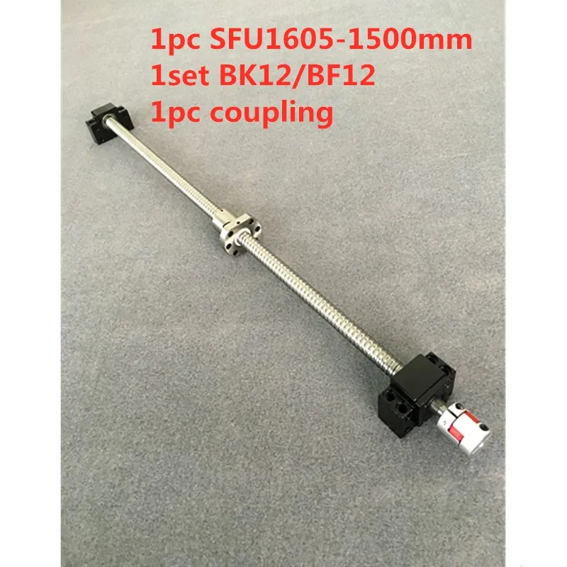 

1pcs Ball Screw 1605 - 1500mm End Machined -C7+ BK/BF12 Support + 1pcs 6.35*10mm Coupler