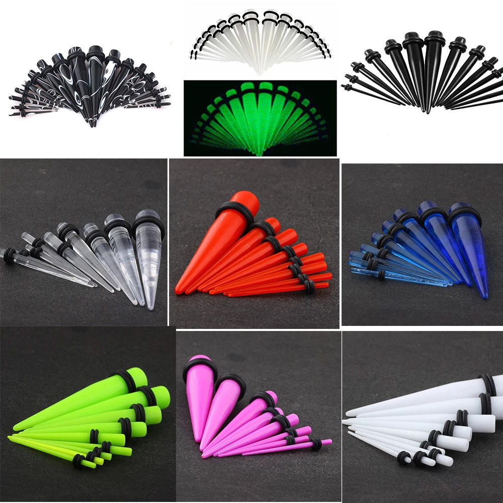 JUNLOWPY 1.6 10mm Ear Taper Acrylic Earring Gauges Glow In Dark Marble