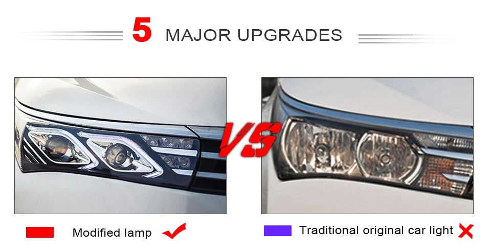 AcooSun LED Car Headlight Assembly For Toyota Corolla 2014 2015 DRL Turn Signal Lights Projector Lens Plug and Play Head Light (5)