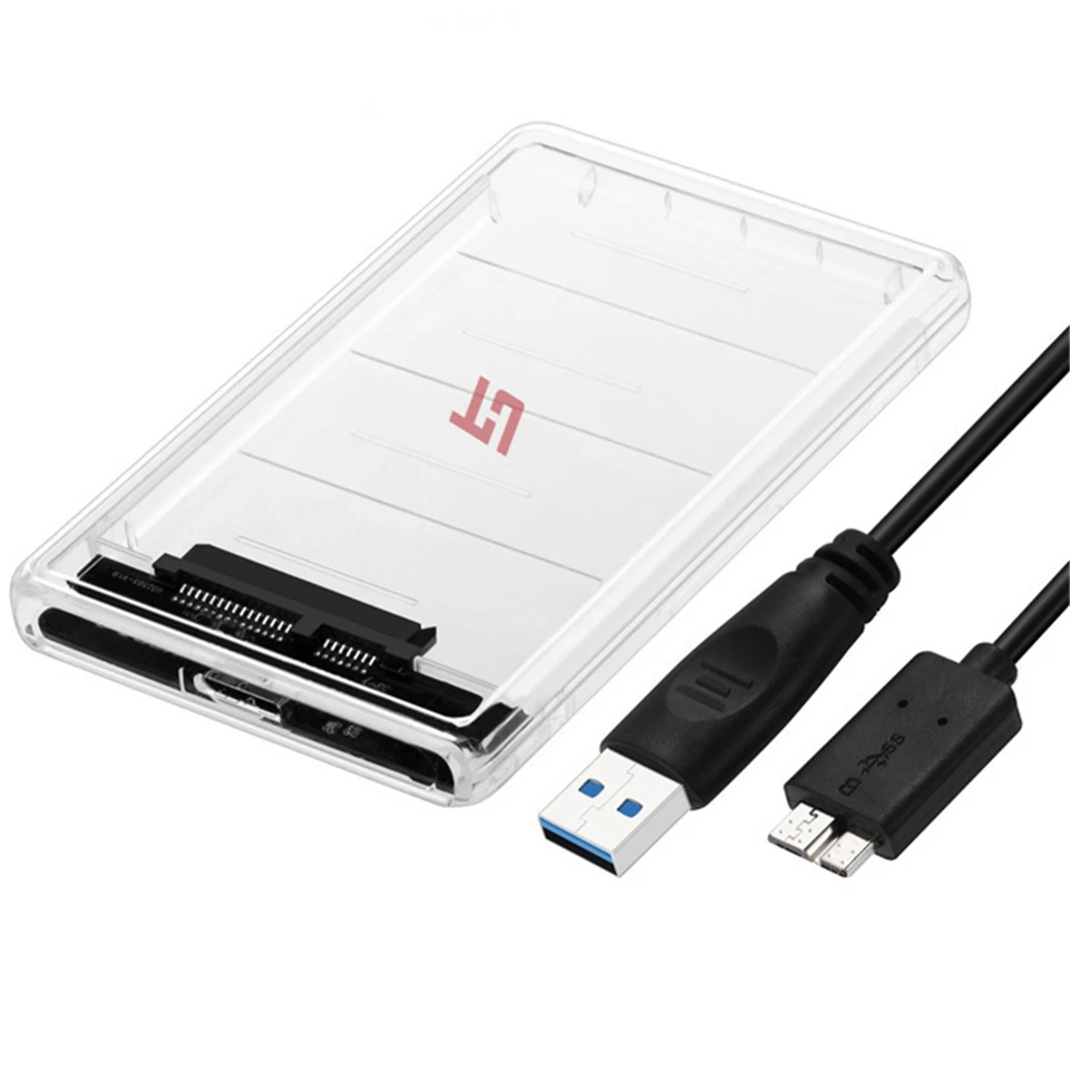 

THU 2.5'' Transparent HDD Case USB3.0 Hard Drive Enclosure Support UASP Protocol With USB 3.0 to A Cable SSD CASE