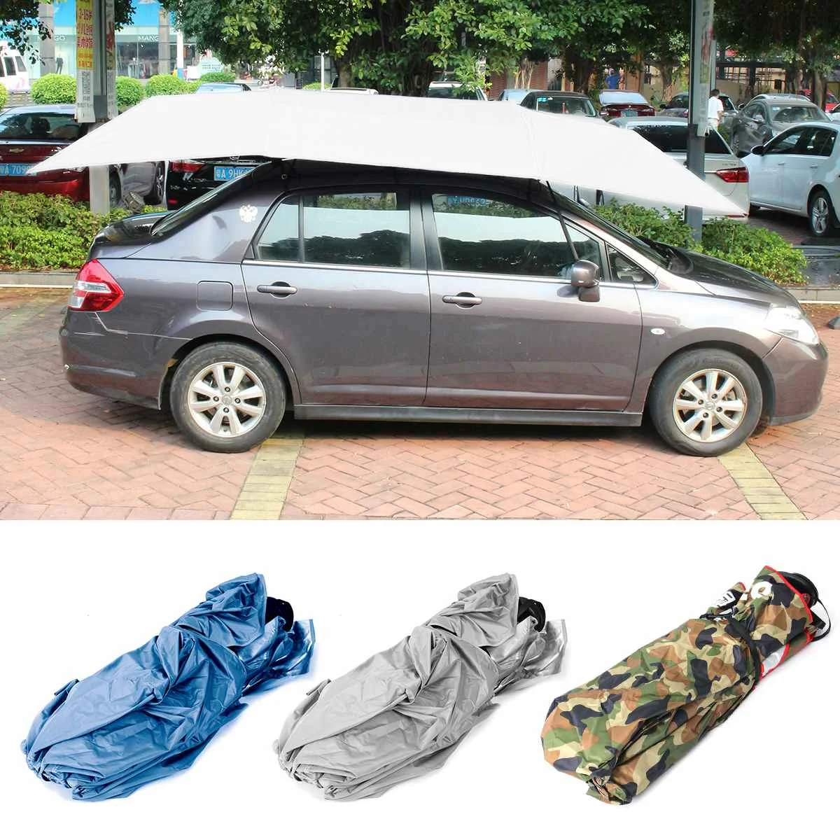 

400x210cm Semi-automatic Car Umbrella Sunshade Tent Roof Cover Anti-UV Hot Protection Outdoor Protector Sun Shade Summer