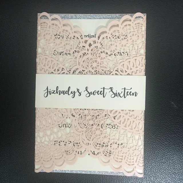 hot sell lace vintage wedding invitation card with glitter paper wedding invitation card inserts