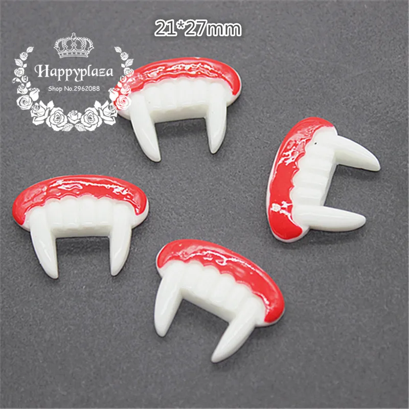 10 шт. Кабошон из смолы с плоской задней стороной клыки для Хэллоуина миниатюрные