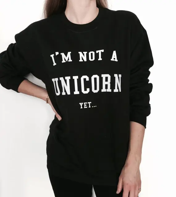 

Sugarbaby I'm not a unicorn yet sweatshirt black crewneck for womens girls jumper funny saying fashion teenager gift drop ship