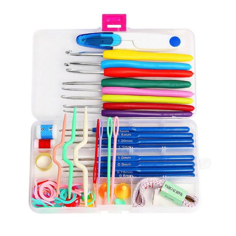 

16 sizes Crochet Hooks Needles Stitches Knitting Yarn Weave Craft Tool Case Set Needles Crochet Weaving DIY Knitting Sewing Tool