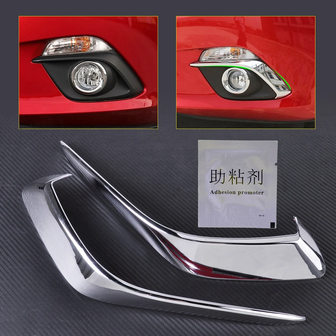 

CITALL 2pcs Front Bumper Chrome Plated Fog Light Lamp Eyebrow Cover Trim for Mazda 3 AXELA (BM) Sedan & Hatchback 2014 2015 2016