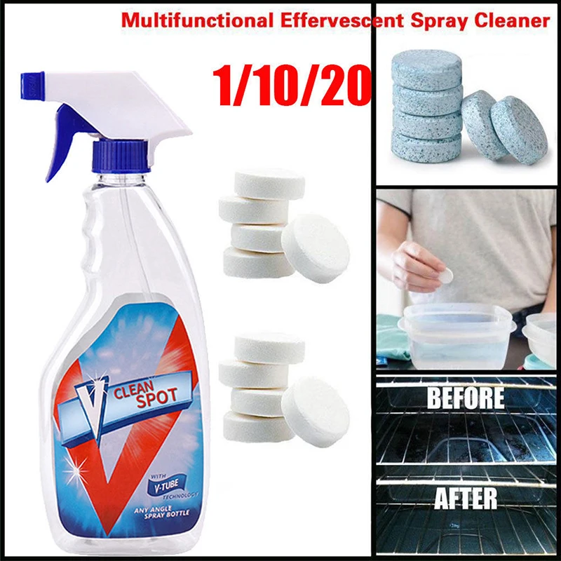 

V Clean Spot Car Windshield cleaner Multifunctional Effervescent Tablet Spray Cleaner Home Kitchen Cleaning Washer Home Cleaning