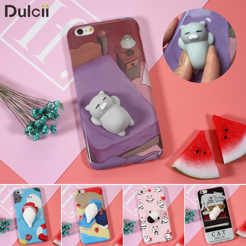 DULCII for iPhone 8 Plus 7 6 6s Case Squishy Mobile Phone Cases Cute Cat 3D Kneading Cover Funda |