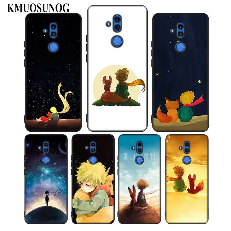 

For Huawei Honor Mate 7C 7A 8 8X 9 9N 10 20 Nova 3 3e 3i Pro Lite Black Silicon Phone Case The Little Prince With the fox Style