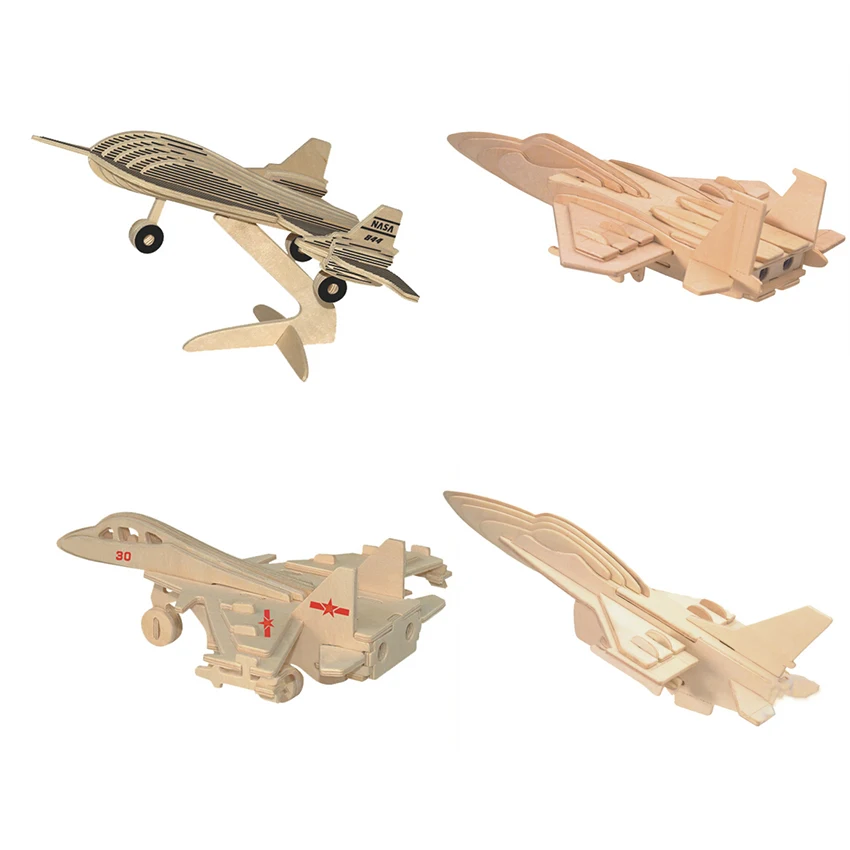

3d puzzle jigsaw wooden toys aircraft plane helicopter model juguetes educativos Games for children educational toys for adults