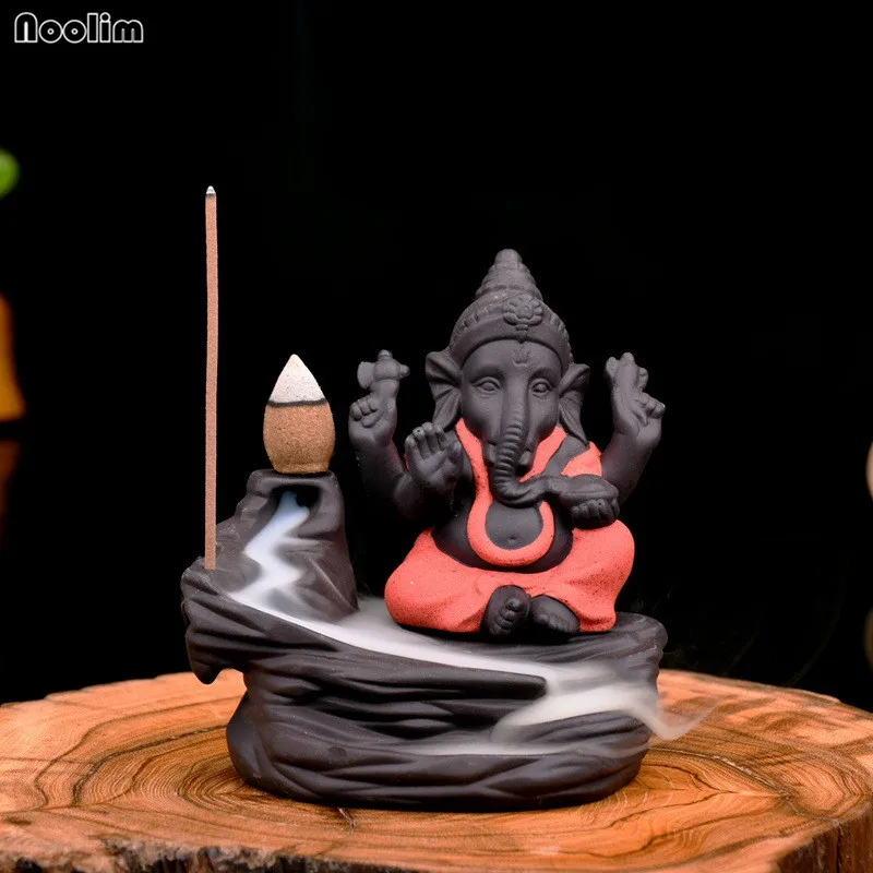 NOOLIM Ganesha курильница для благовоний горелка Бог слон эмблема благоприятный и успех керамическая конусная кадильница домашний декор с 20 шт. конусов