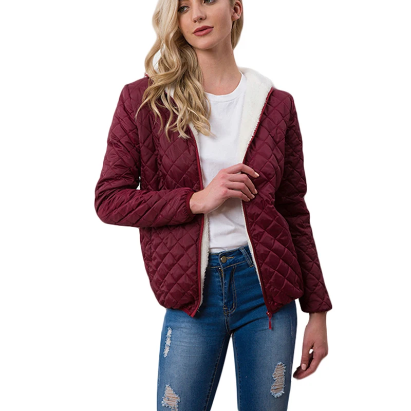 Autumn 2019 New Parkas basic jackets Female Women Winter plus velvet lamb hooded Coats Cotton Winter Jacket Womens Outwear coat