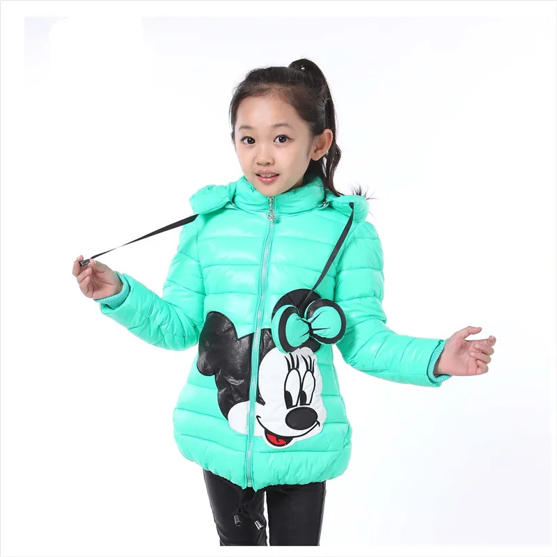 KEAIYOUHUO/зимние куртки для девочек; пальто для детей; теплые пальто для малышей; одежда для детей; хлопковая стеганая одежда с капюшоном; куртки для девочек - Цвет: Зеленый