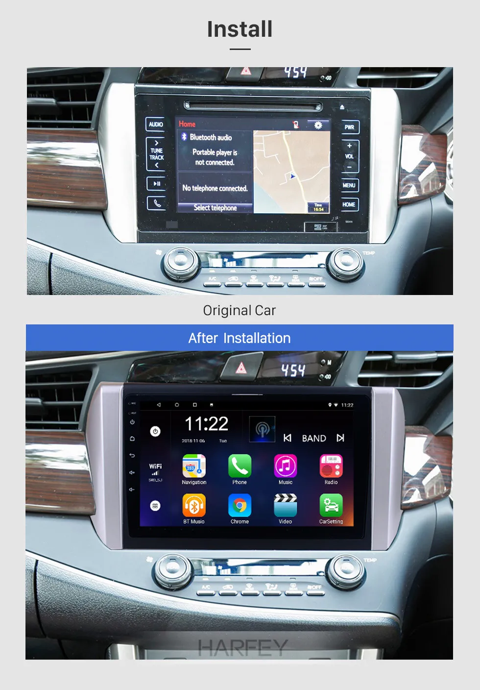 Clearance Harfey Quad Core Car Radio GPS Navigation Android 8.1/7.1 Car Audio Player For 2015 Toyota Innova(RHD) With WIFI Bluetooth 3G 1