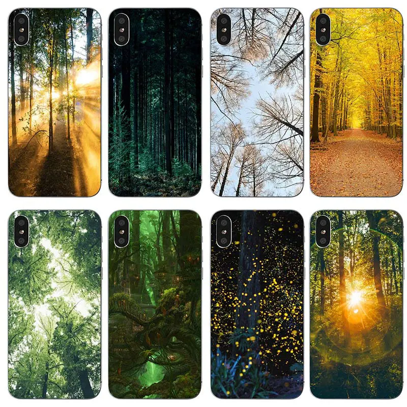 

Soft TPU Silicone Mobile Phone Cases Cover for iPhone X XR XS Max 4 4S 5 5S 5C SE 6 6S 7 8 Plus The Witness Shady Trees Forest