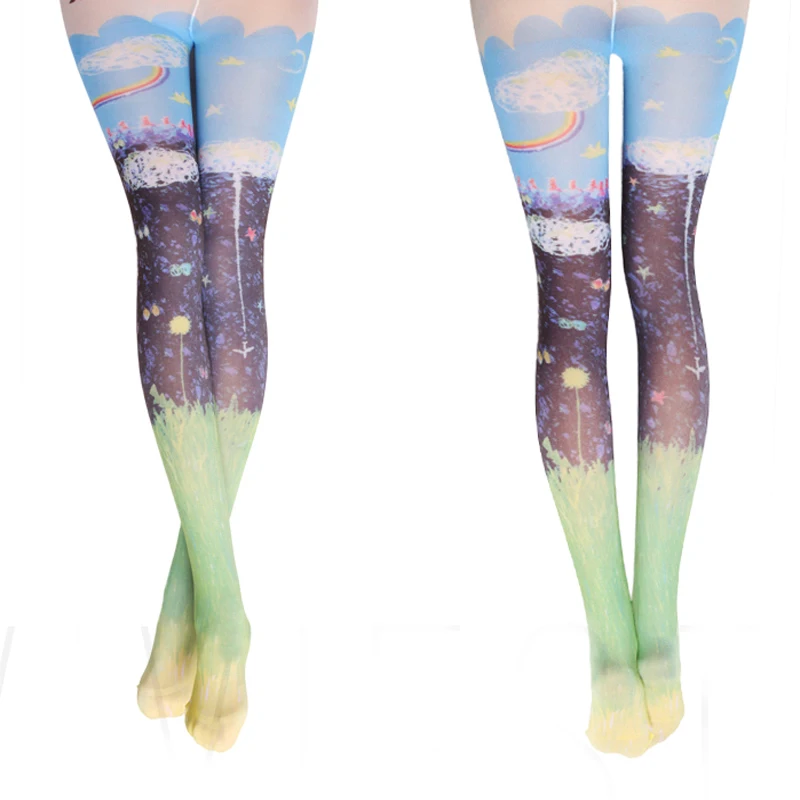 

New Photo Printed Tights women Girls' Japan Harajuku Street Fashion Style Animal Lovely Cat Rabbit Female Stockings Pantyhose