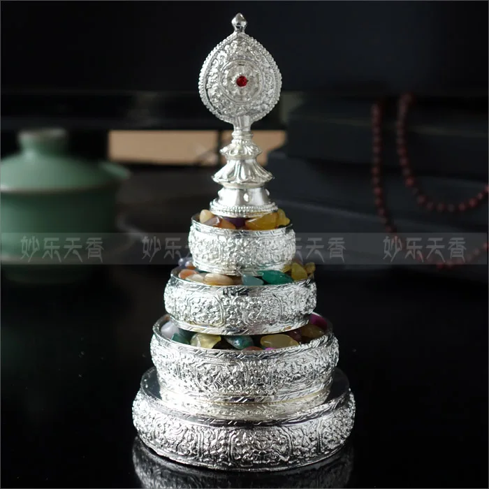 Baratos Manja, Mandala tibetana, arte decorativo del budismo, el rito budista, aleación blanca plateada, artesanía de metal sin desvanecimiento