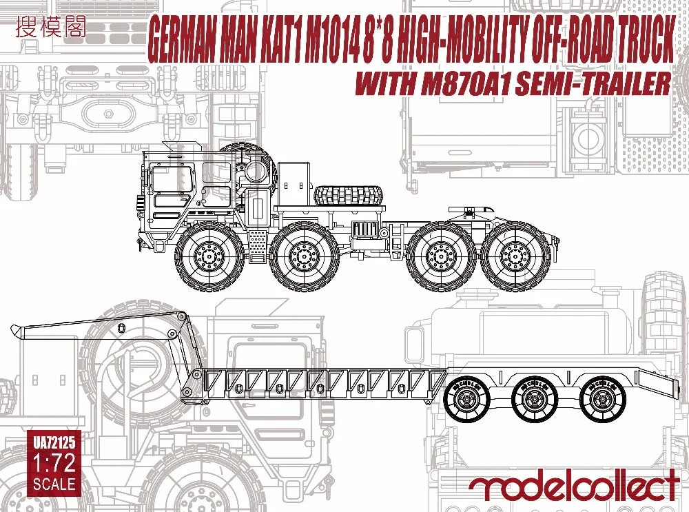 RealTS Modelcollect UA72125 1/72 Пособия по немецкому языку человек KAT1M1014 8*8 высокой подвижностью off-road Грузовик с M870A1 полу -трейлер