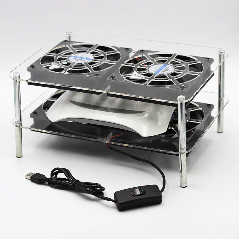 Multi layer acrylic router cooling rack USB 12cm silent with switch